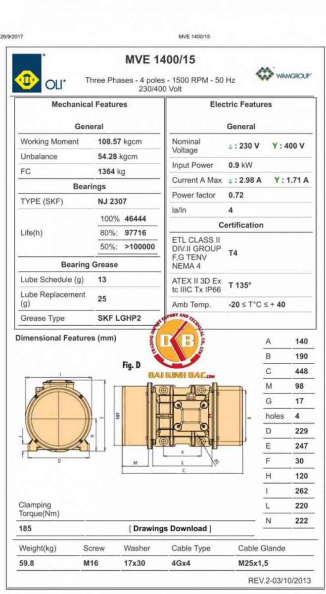 bản vẽ chi tiết của động cơ rung 0.9KW
