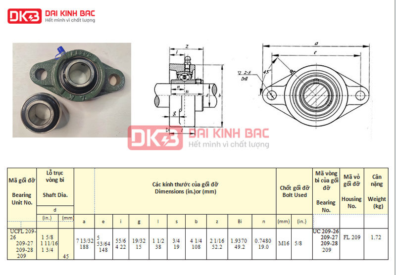 gối đỡ vòng bi ucfl 209