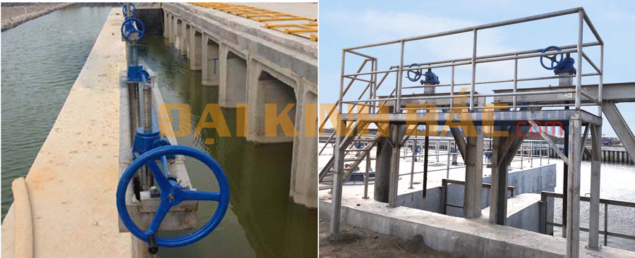 Van quay tay hộp số nâng hạ cửa van thoát nước