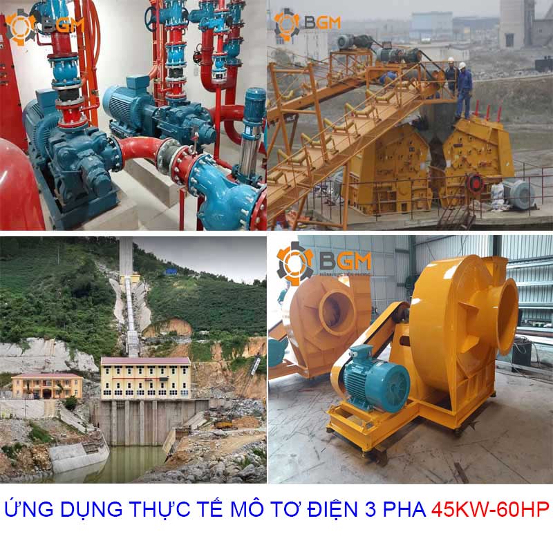 úng dụng thục tế mô tơ điện 3 pha 45kw 60hp